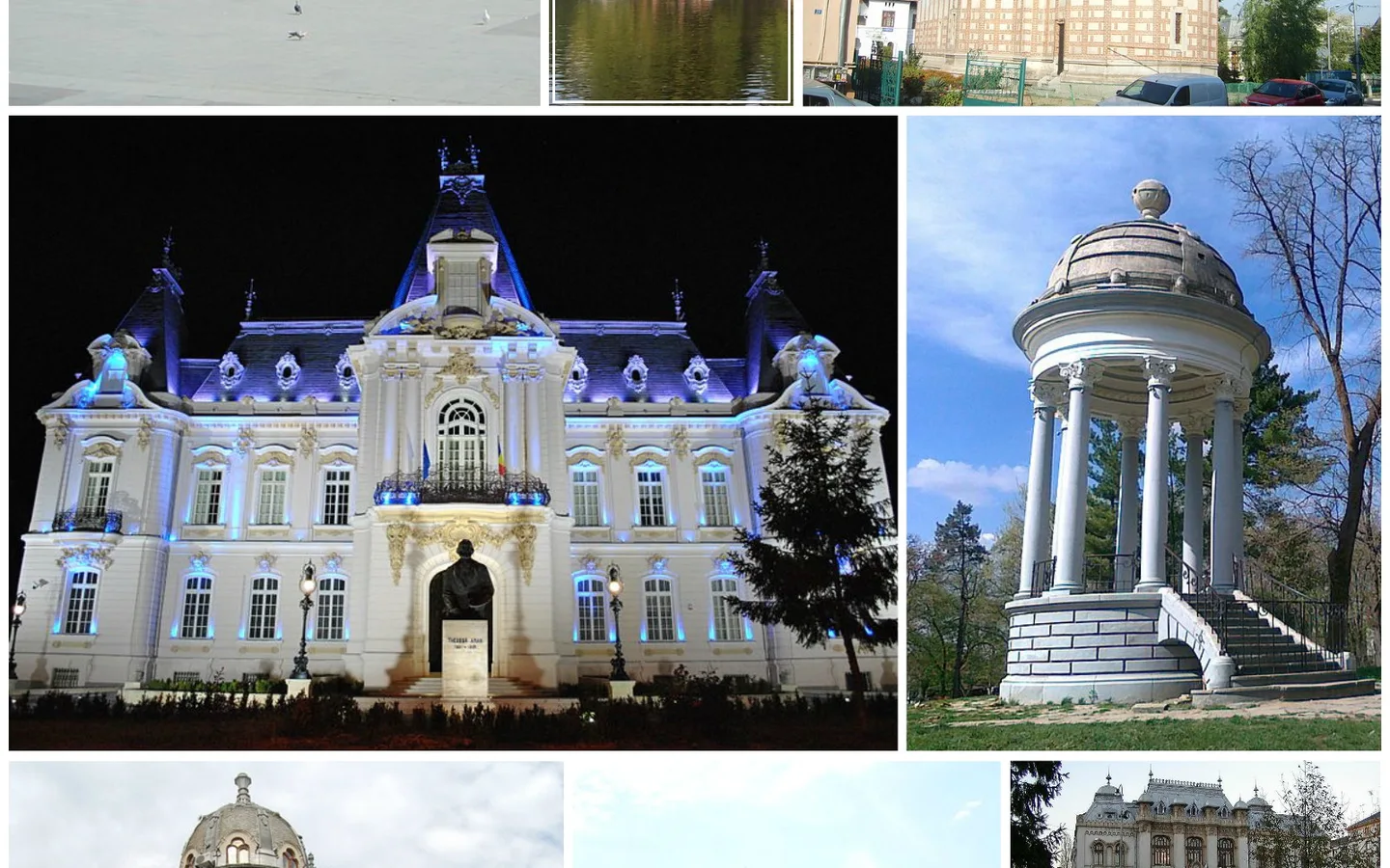 Colaj cu centrul și reperele orașului Craiova